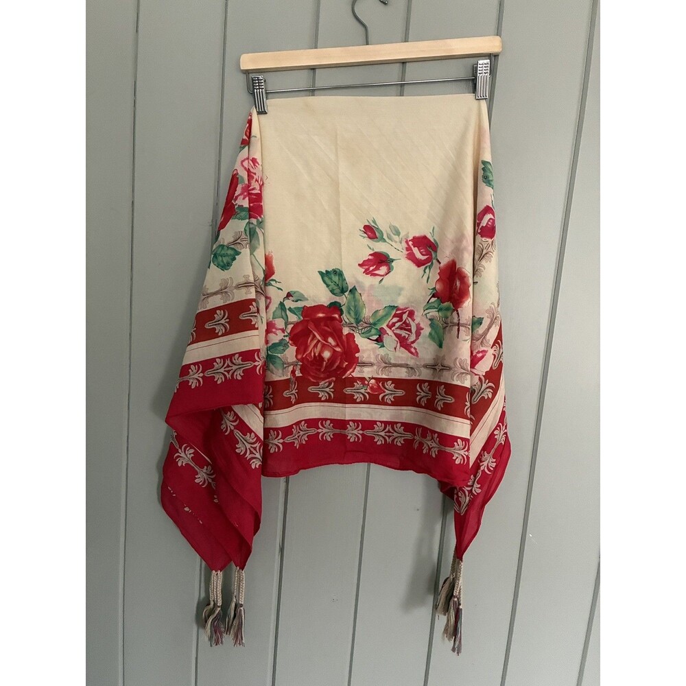 Johnny Was Secret Garden Silk Tassel Scarf Discontinued Rare